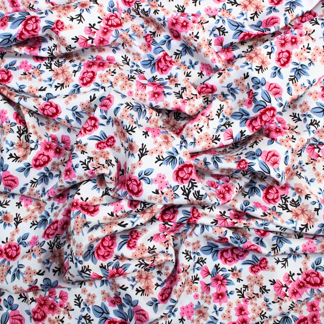 White Crepe Printed Viscose Fabric