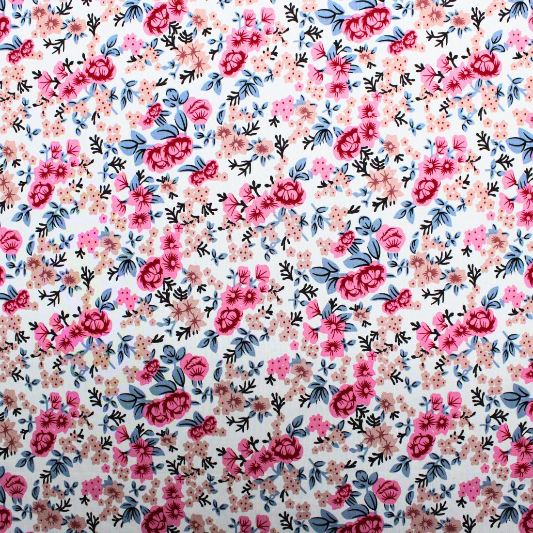 White Crepe Printed Viscose Fabric