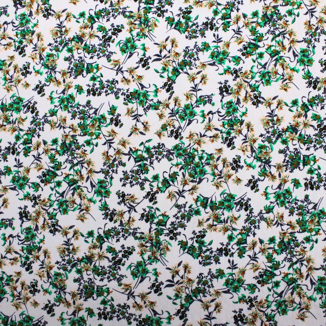 Green Crepe Printed Viscose Fabric