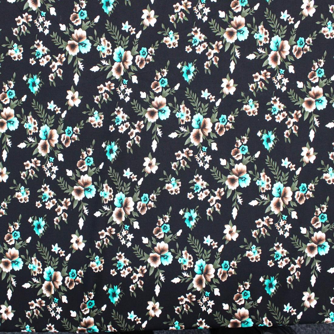 Black Crepe Printed Viscose Fabric