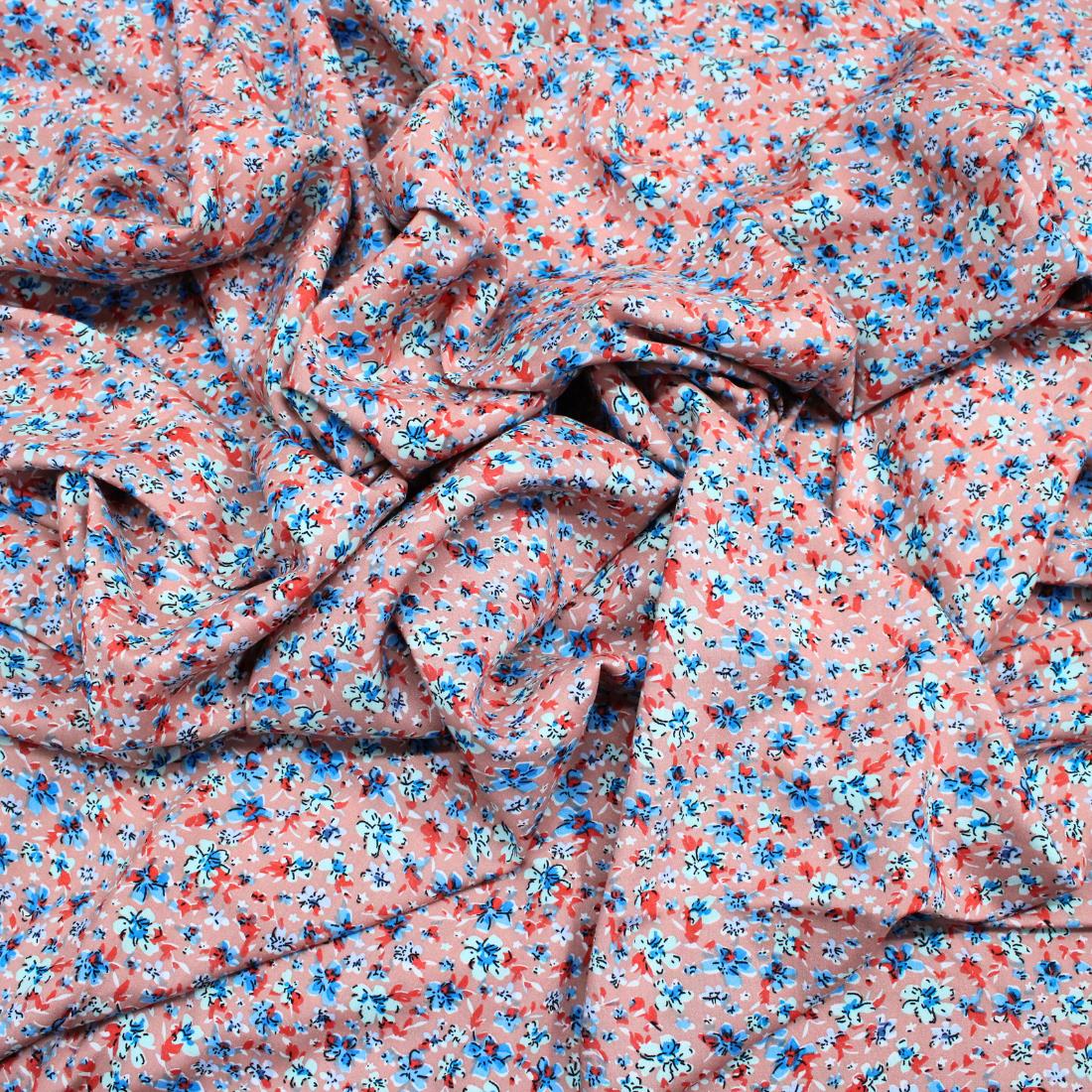 Dark Peach Crepe Printed Viscose Fabric