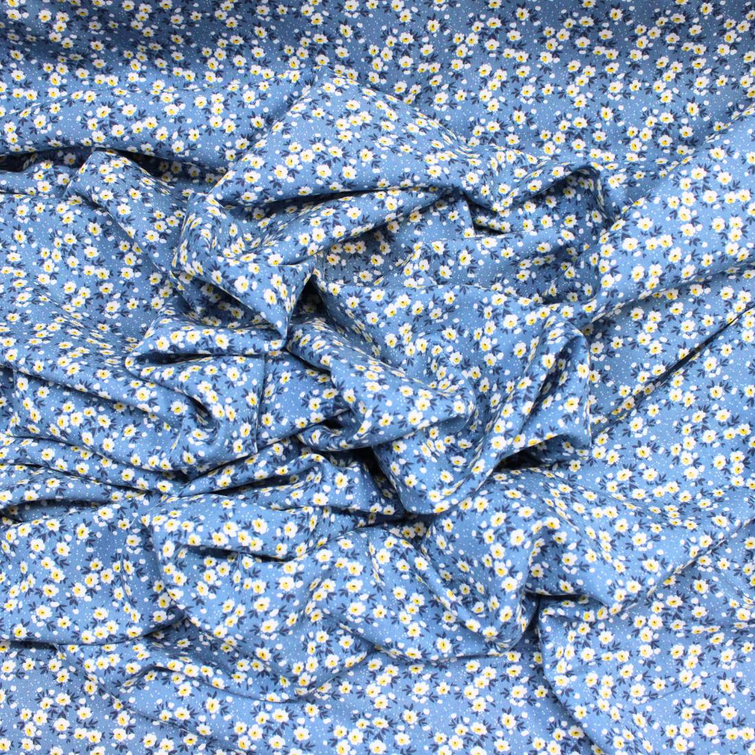Denim Crepe Printed Viscose Fabric