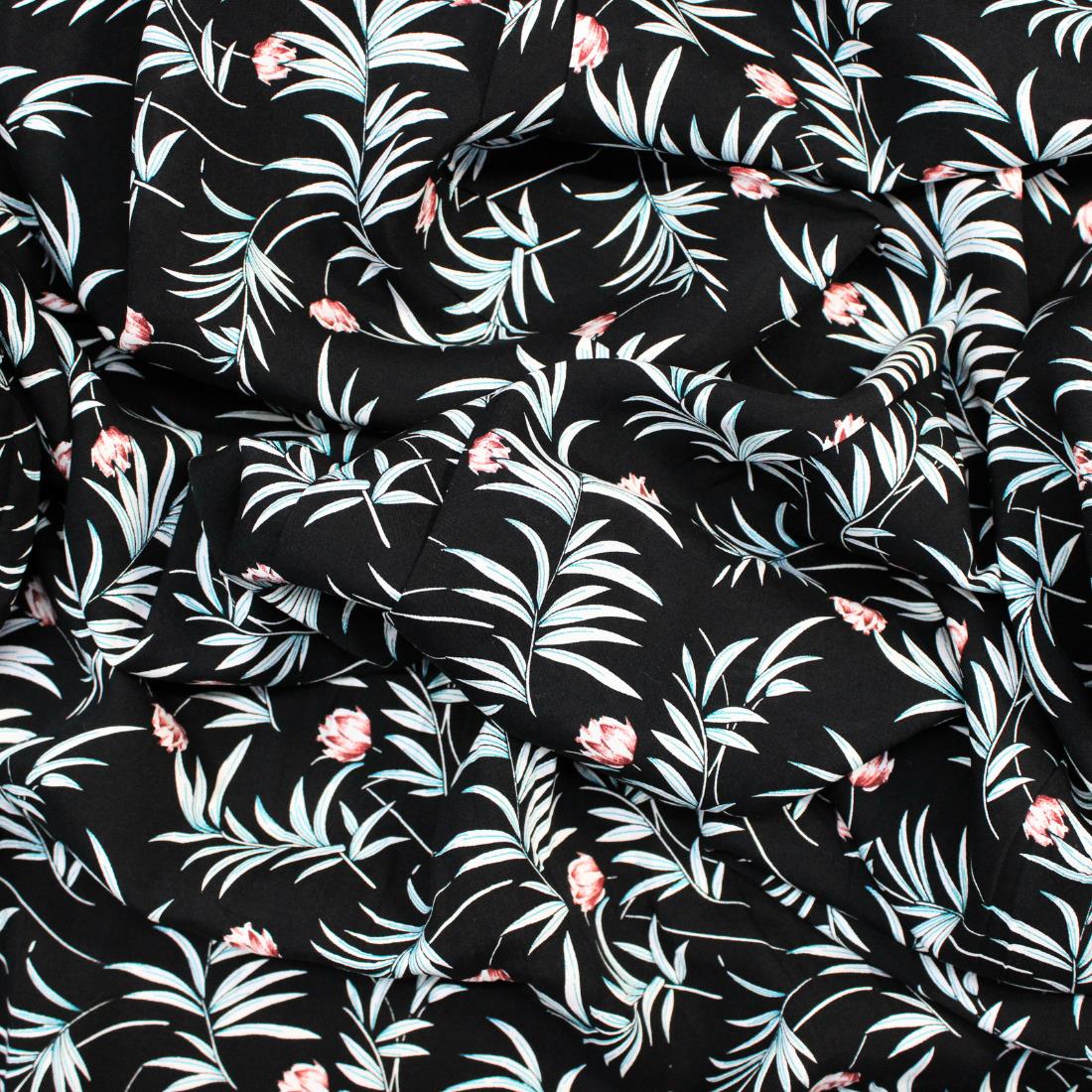Black Crepe Printed Viscose Fabric