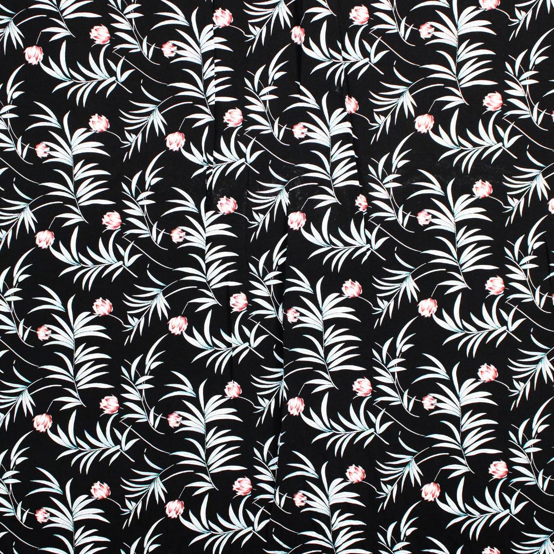 Black Crepe Printed Viscose Fabric