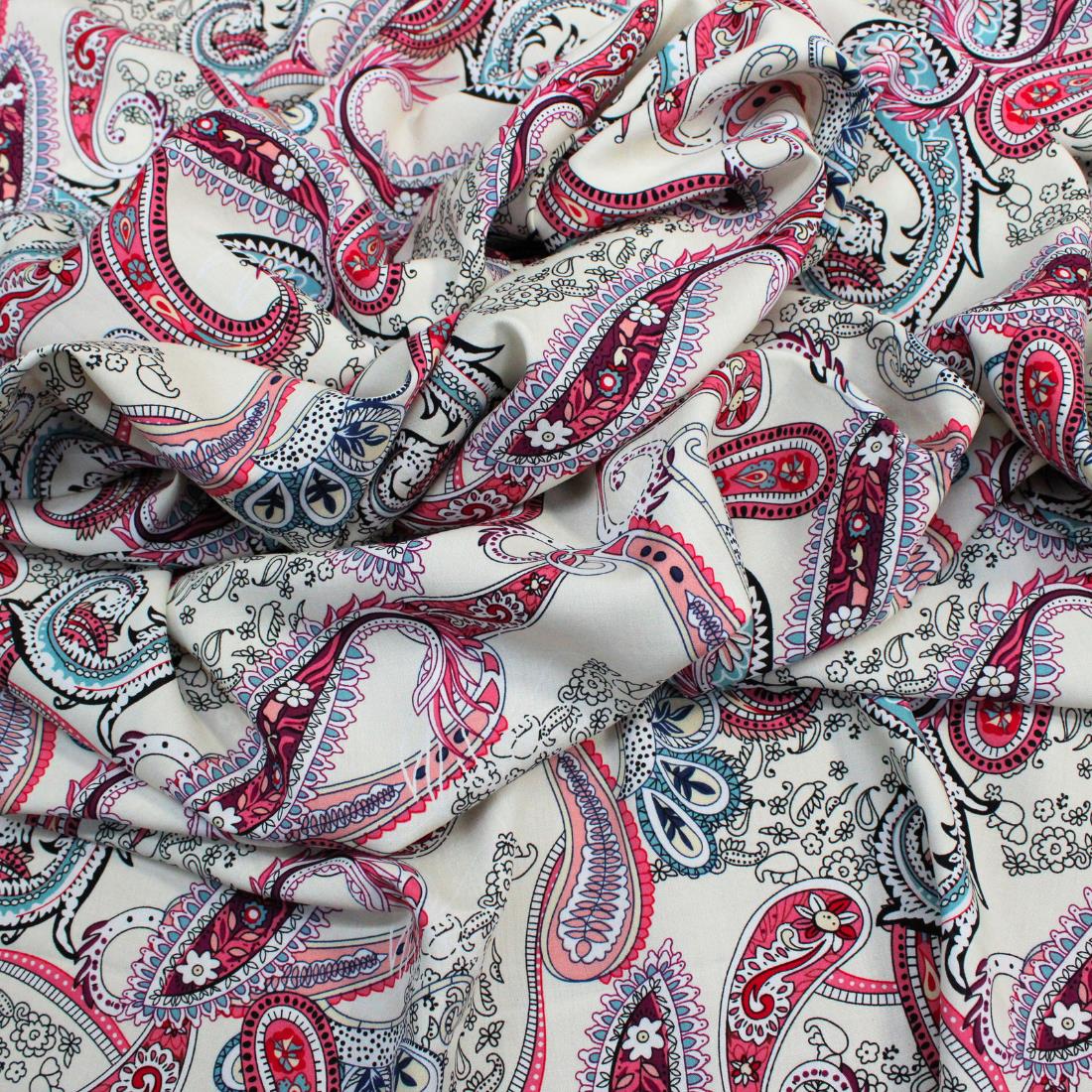 Cream Crepe Printed Viscose Fabric
