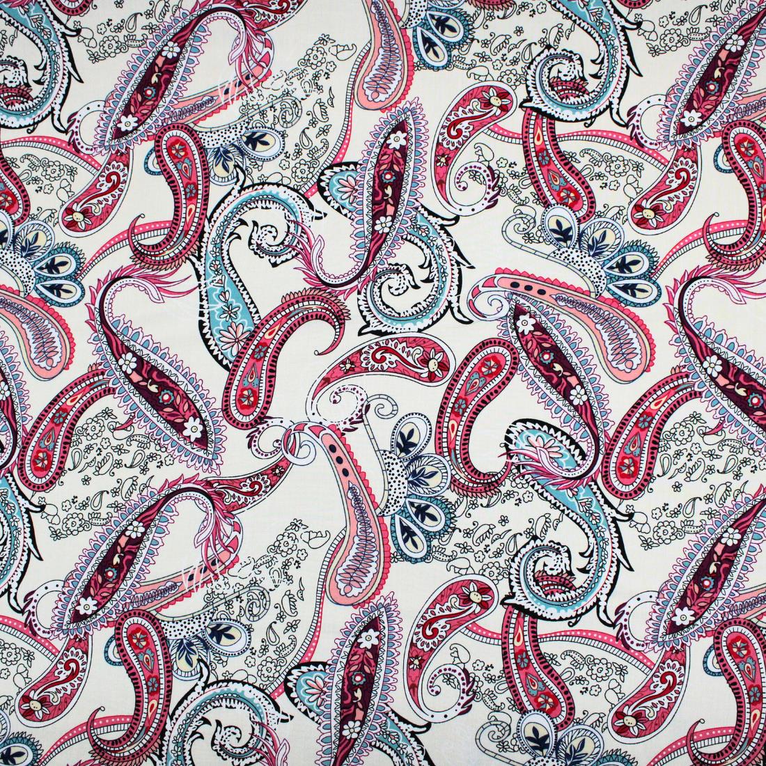 Cream Crepe Printed Viscose Fabric
