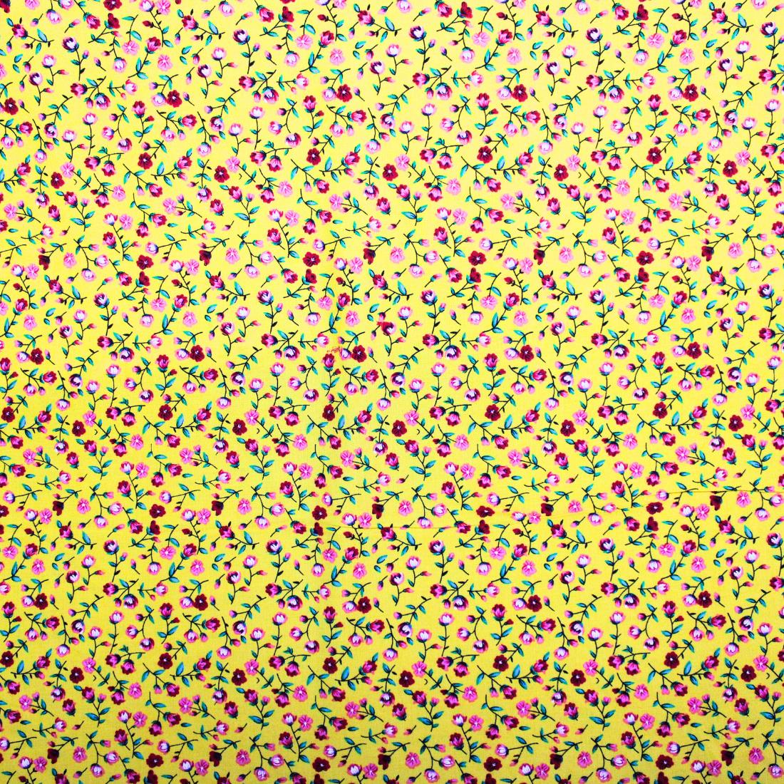 Yellow Crepe Printed Viscose Fabric