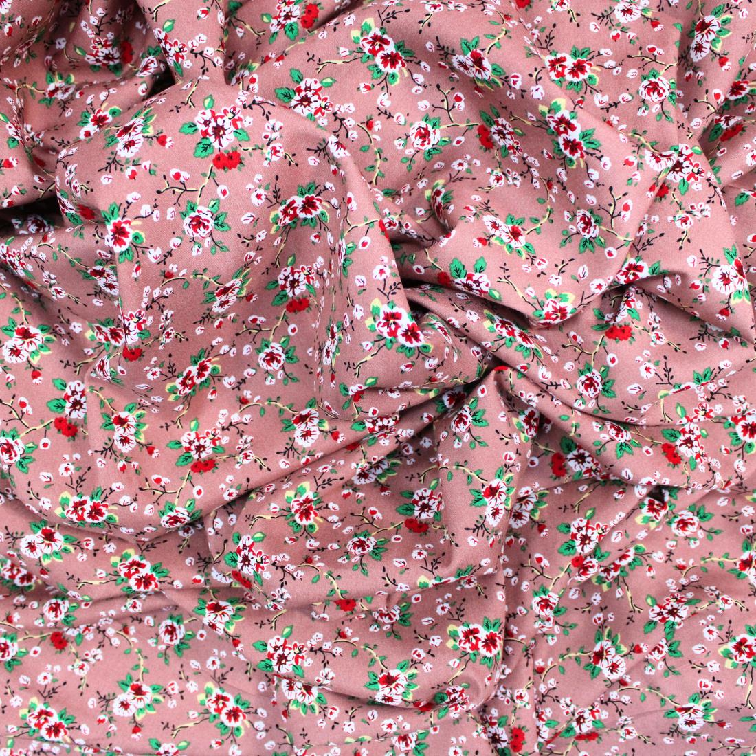 Dusky Pink Crepe Printed Viscose Fabric