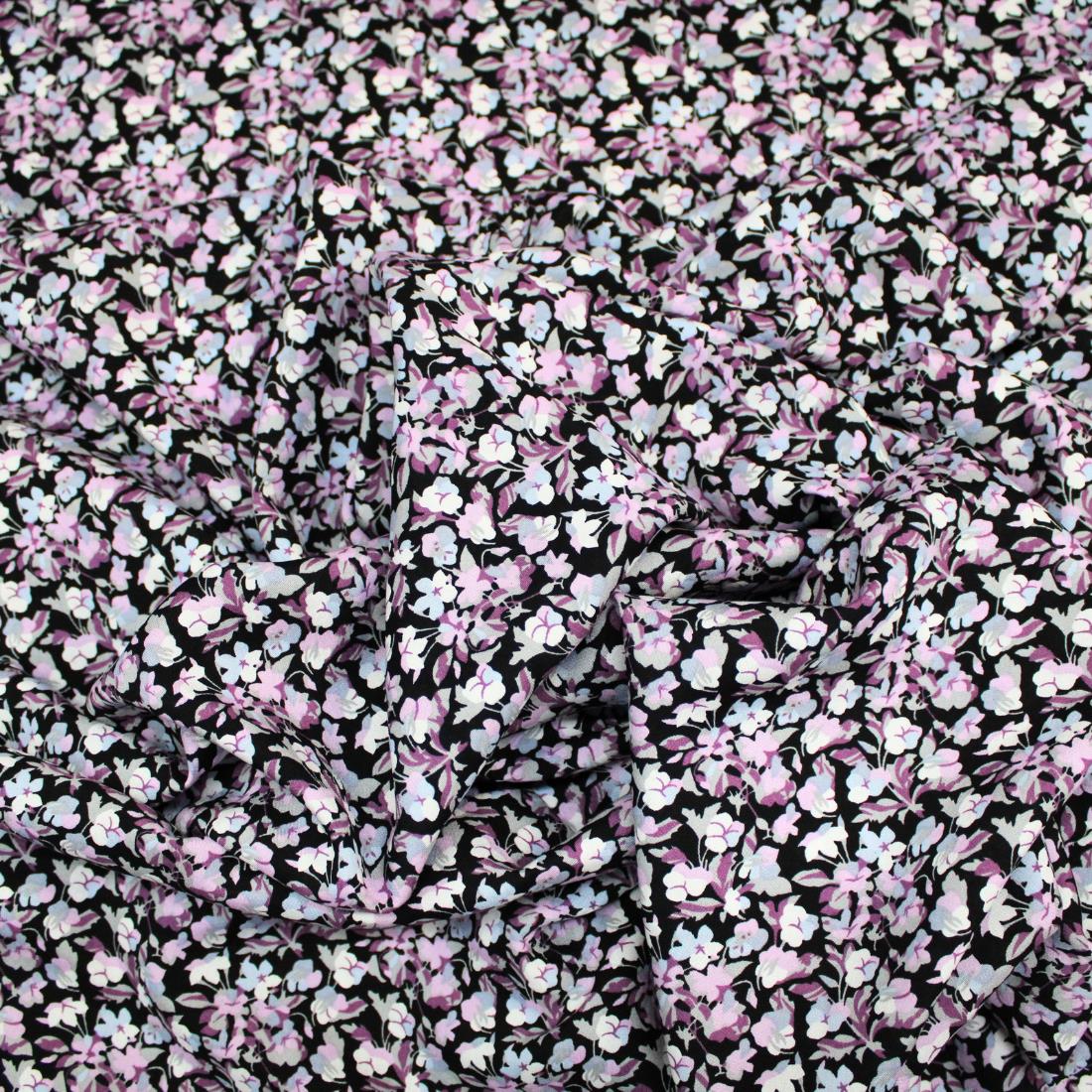 Purple Crepe Printed Viscose Fabric