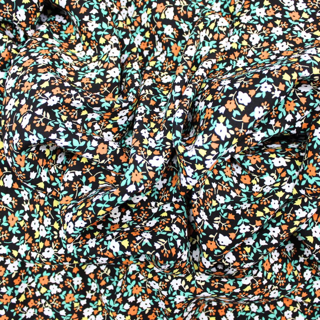 Black Crepe Printed Viscose Fabric