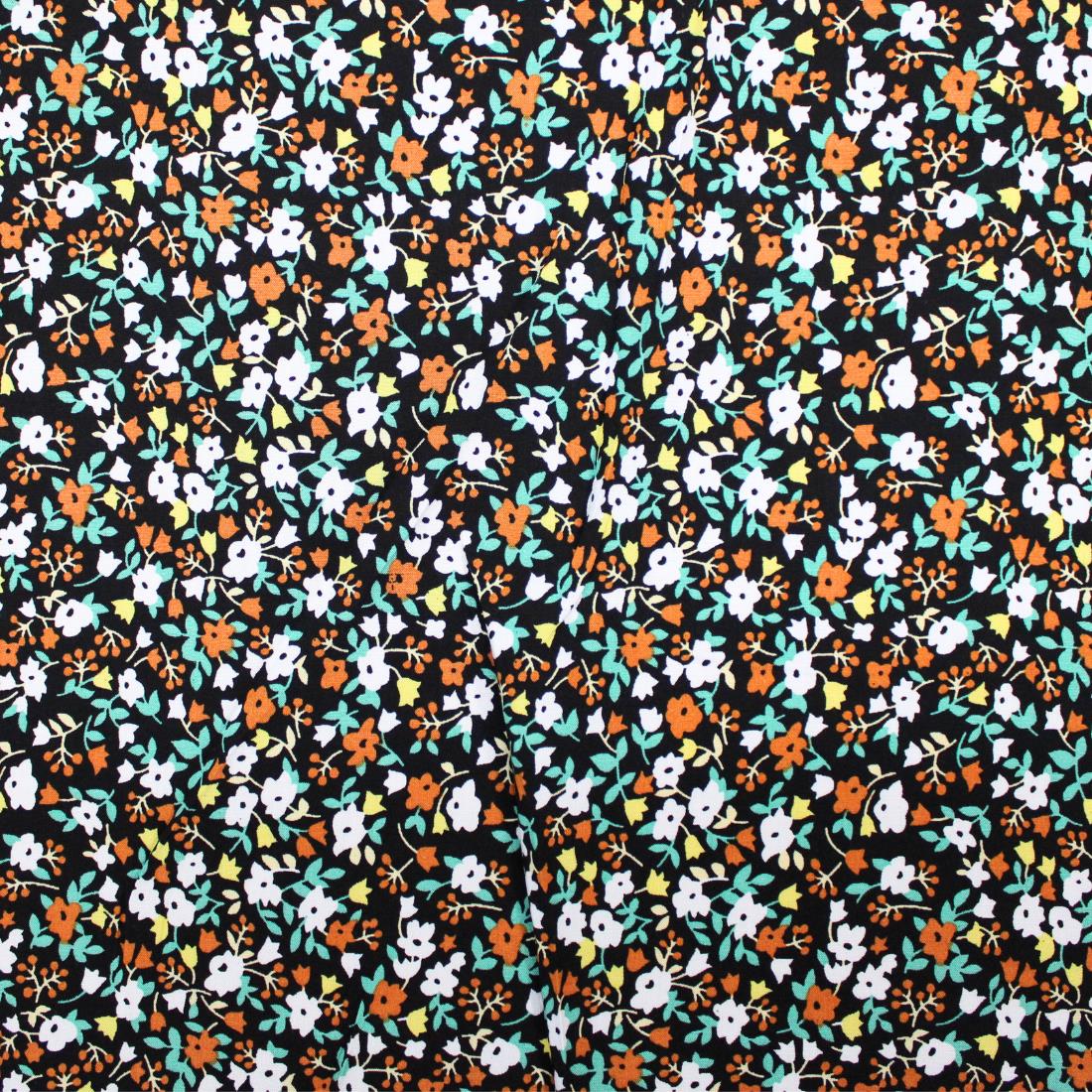Black Crepe Printed Viscose Fabric