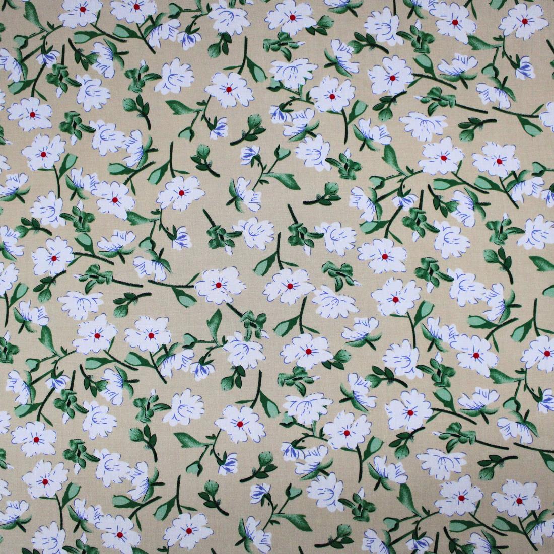 Beige Crepe Printed Viscose Fabric