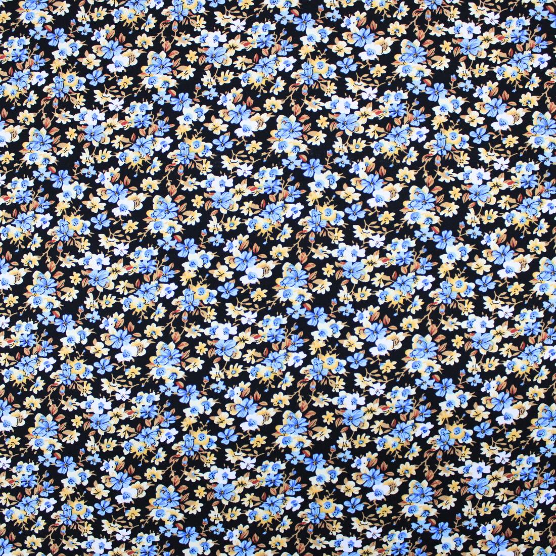 Blue Crepe Printed Viscose Fabric