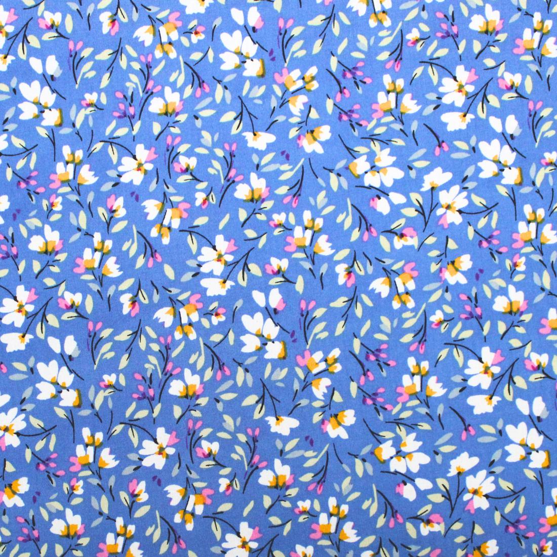 Blue Crepe Printed Viscose Fabric
