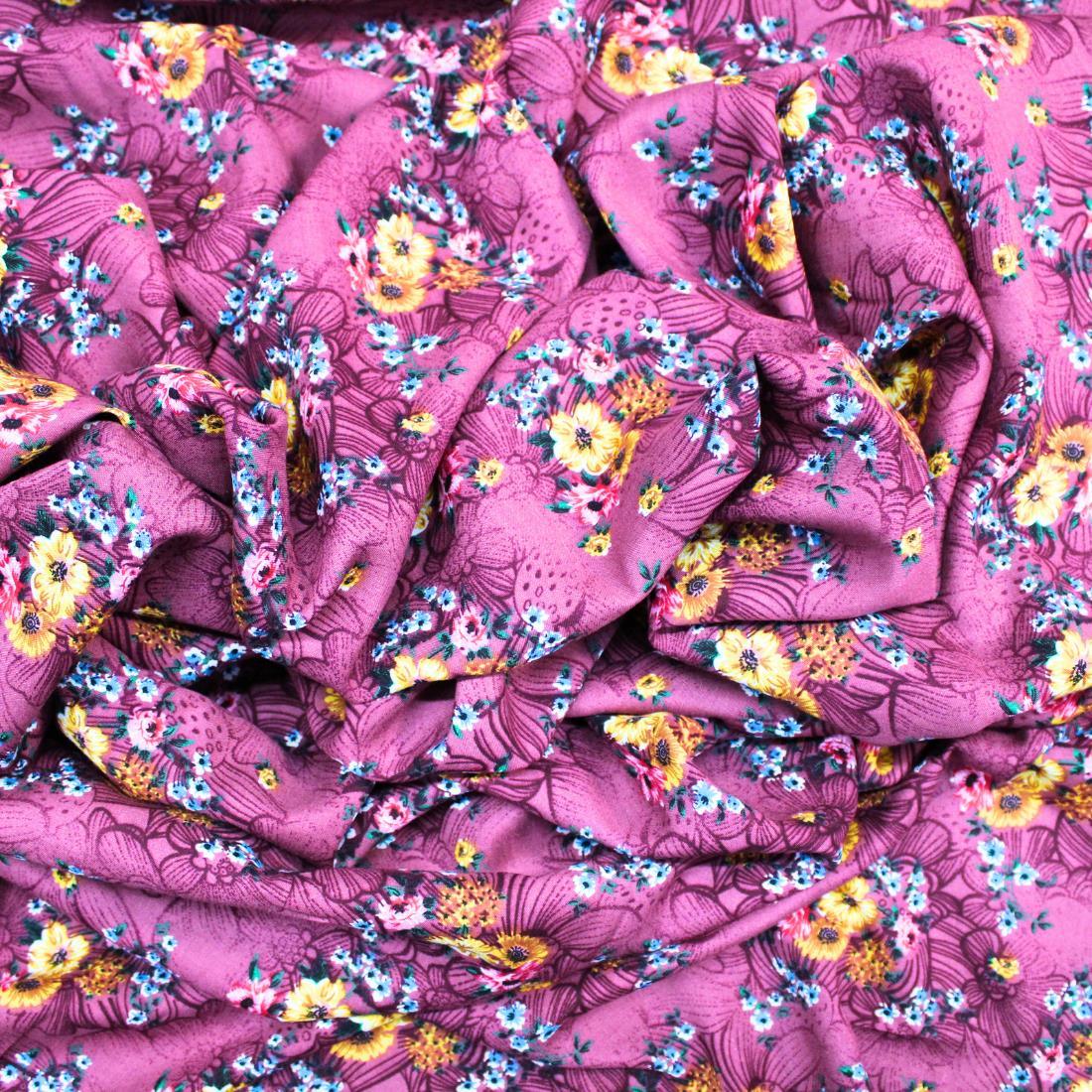 Dusky Pink Crepe Printed Viscose Fabric