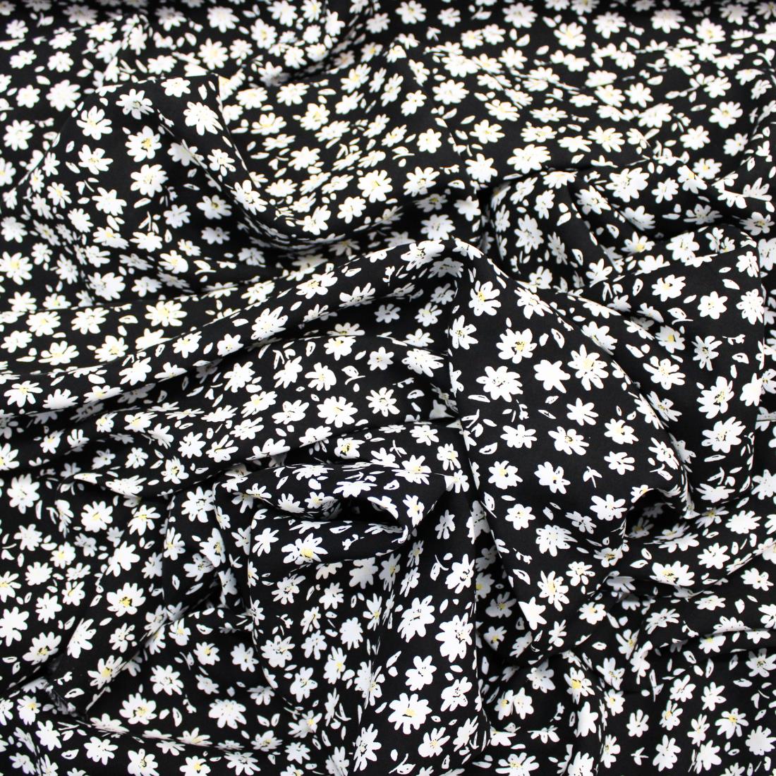 Black Crepe Printed Viscose Fabric