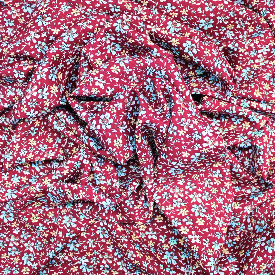 Wine Crepe Printed Viscose Fabric