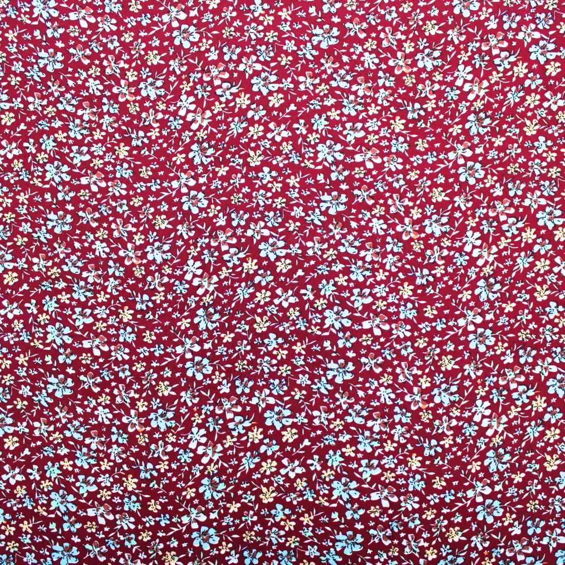 Wine Crepe Printed Viscose Fabric
