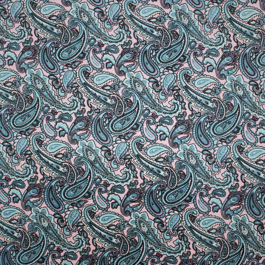 Blue & Pink Crepe Printed Dressmaking Viscose Fabric