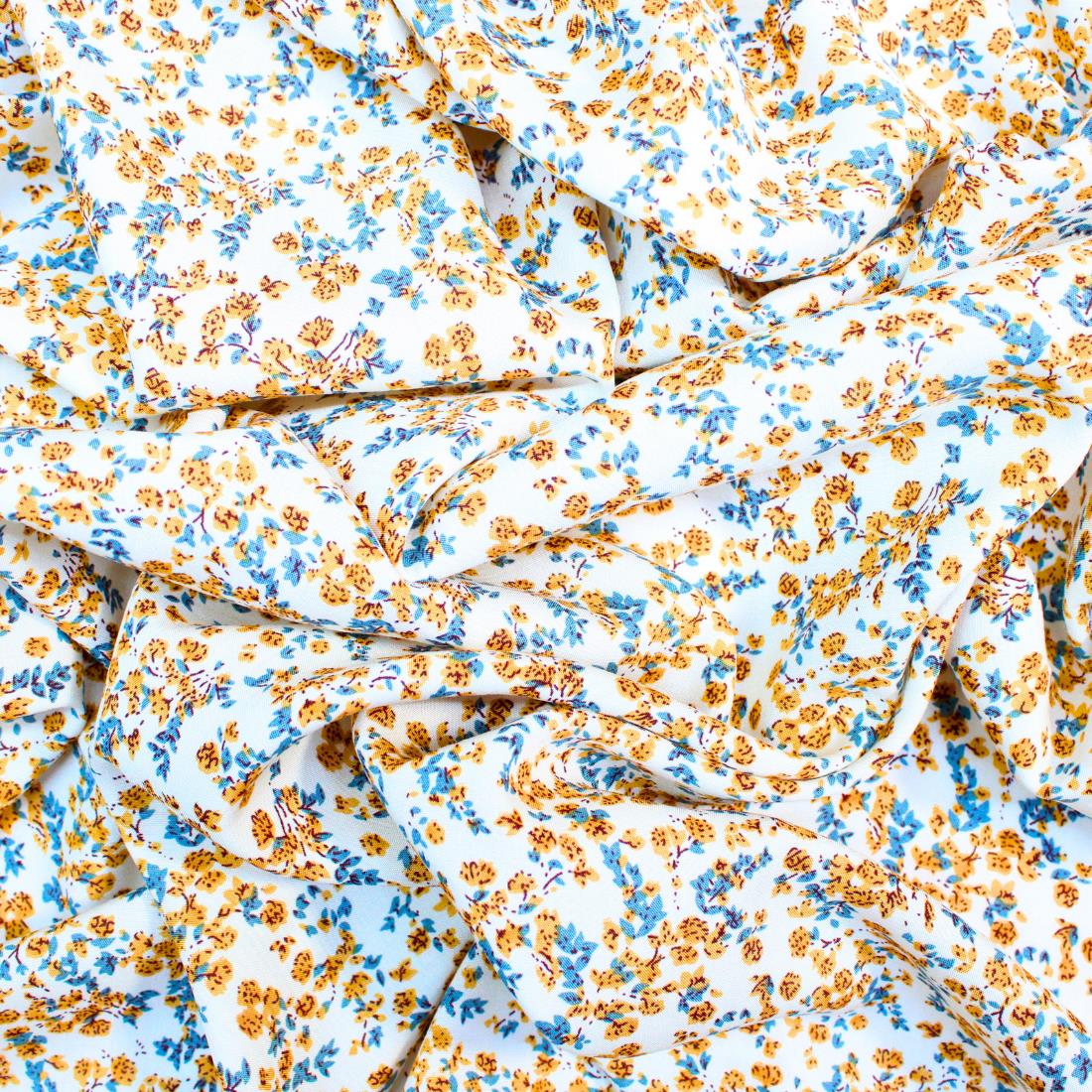 Cream Crepe Printed Dressmaking Viscose Fabric