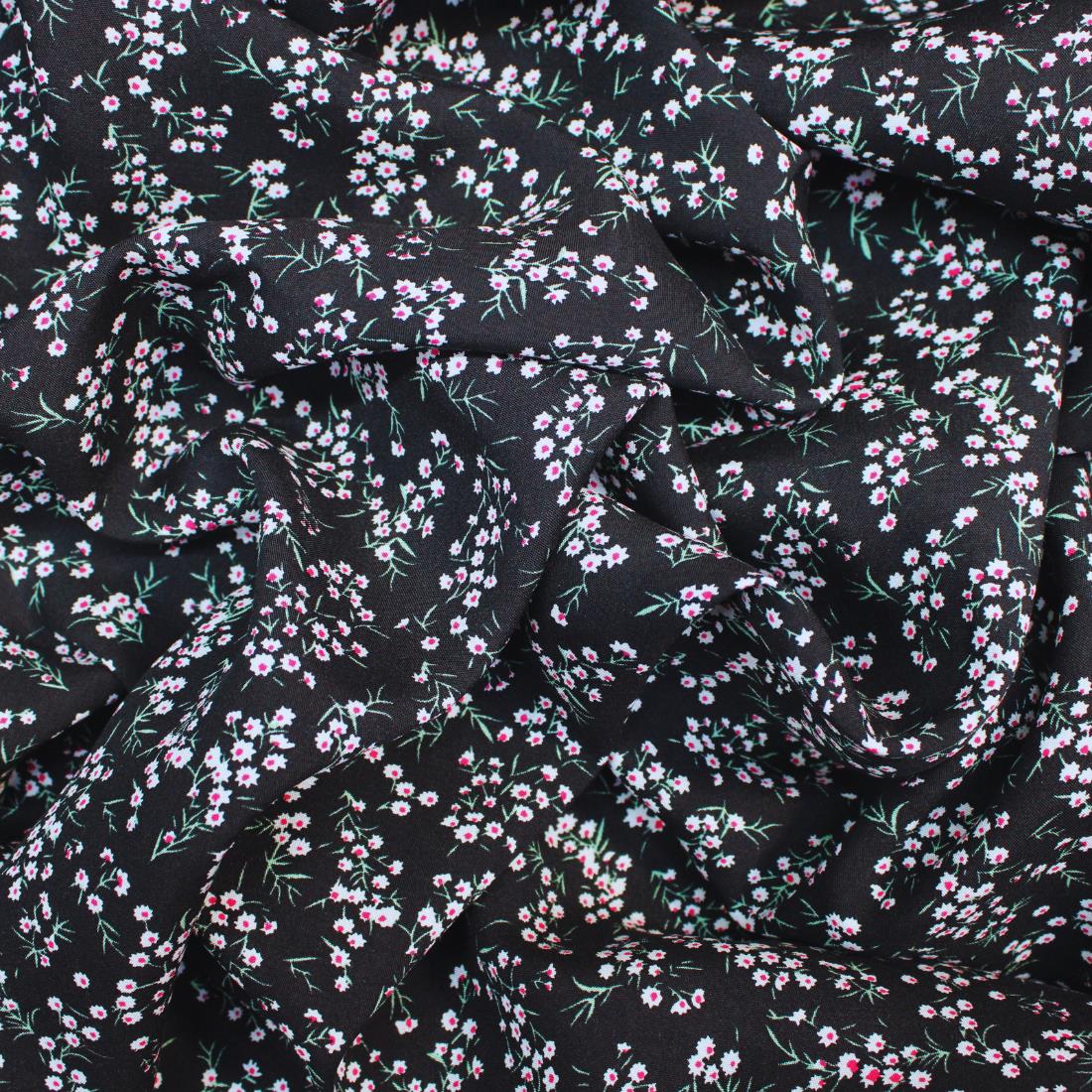 Black Crepe Printed Dressmaking Viscose Fabric