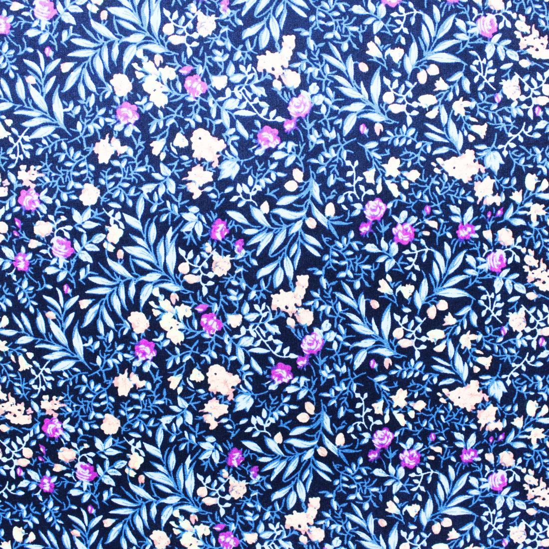 Navy Crepe Printed Dressmaking Viscose Fabric