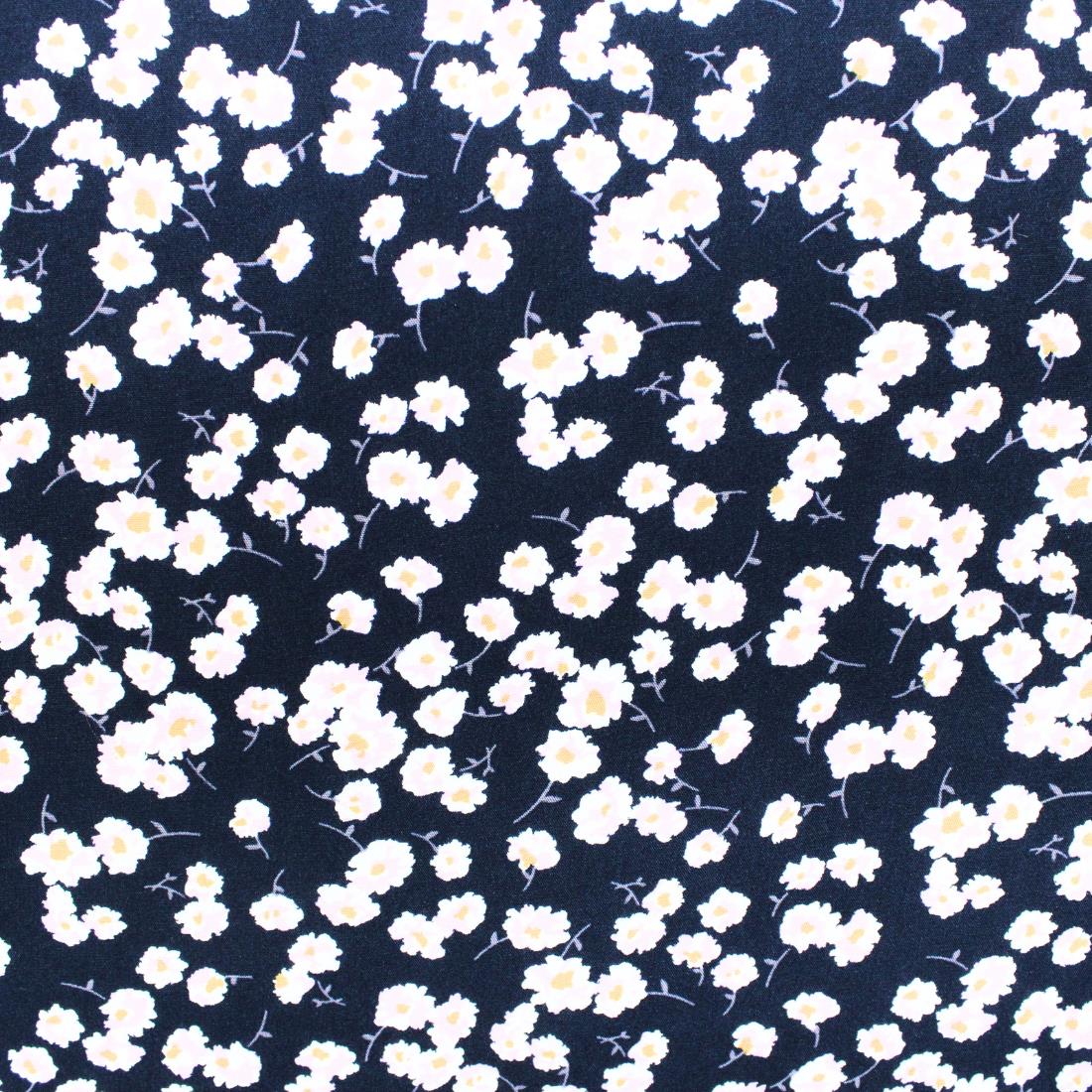 Navy Crepe Printed Dressmaking Viscose Fabric