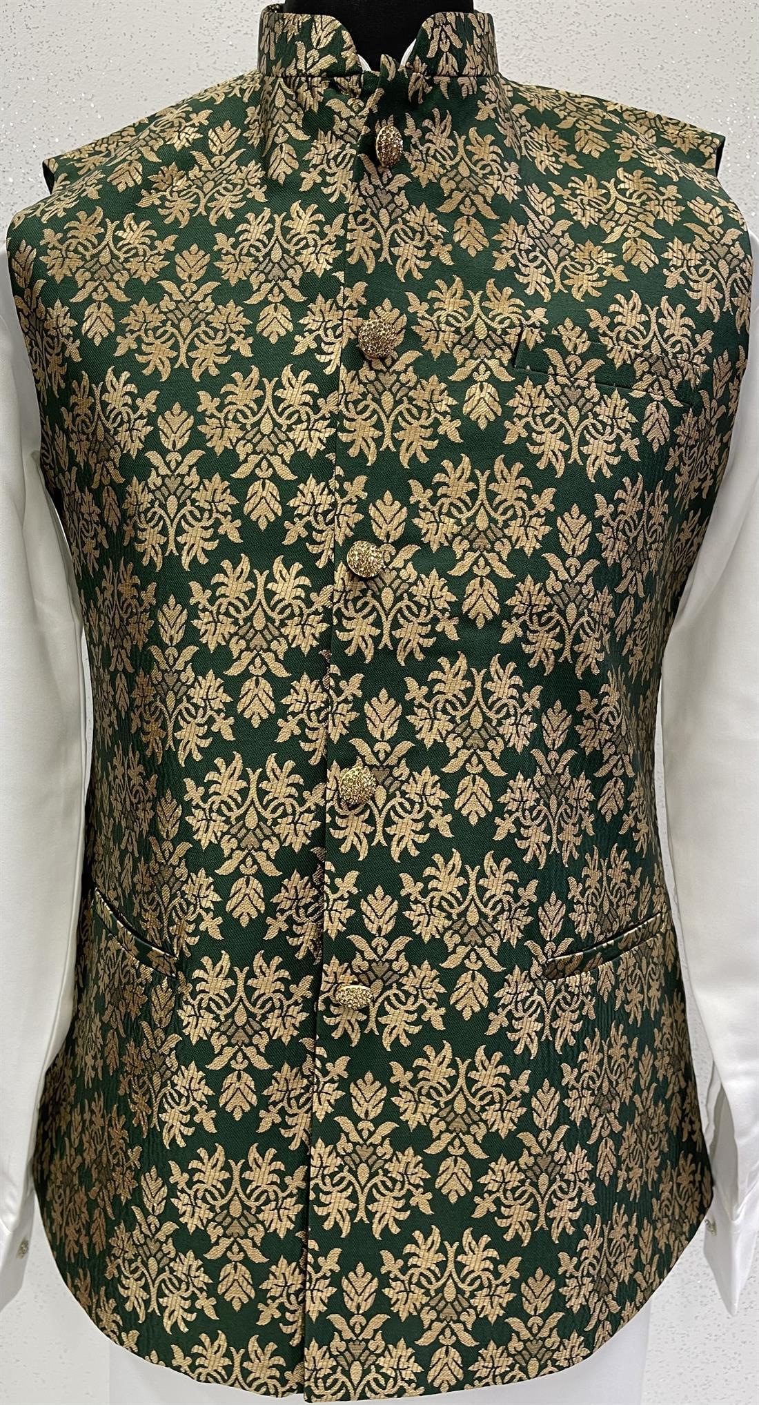 Green & Gold Mens Salwar Kameez