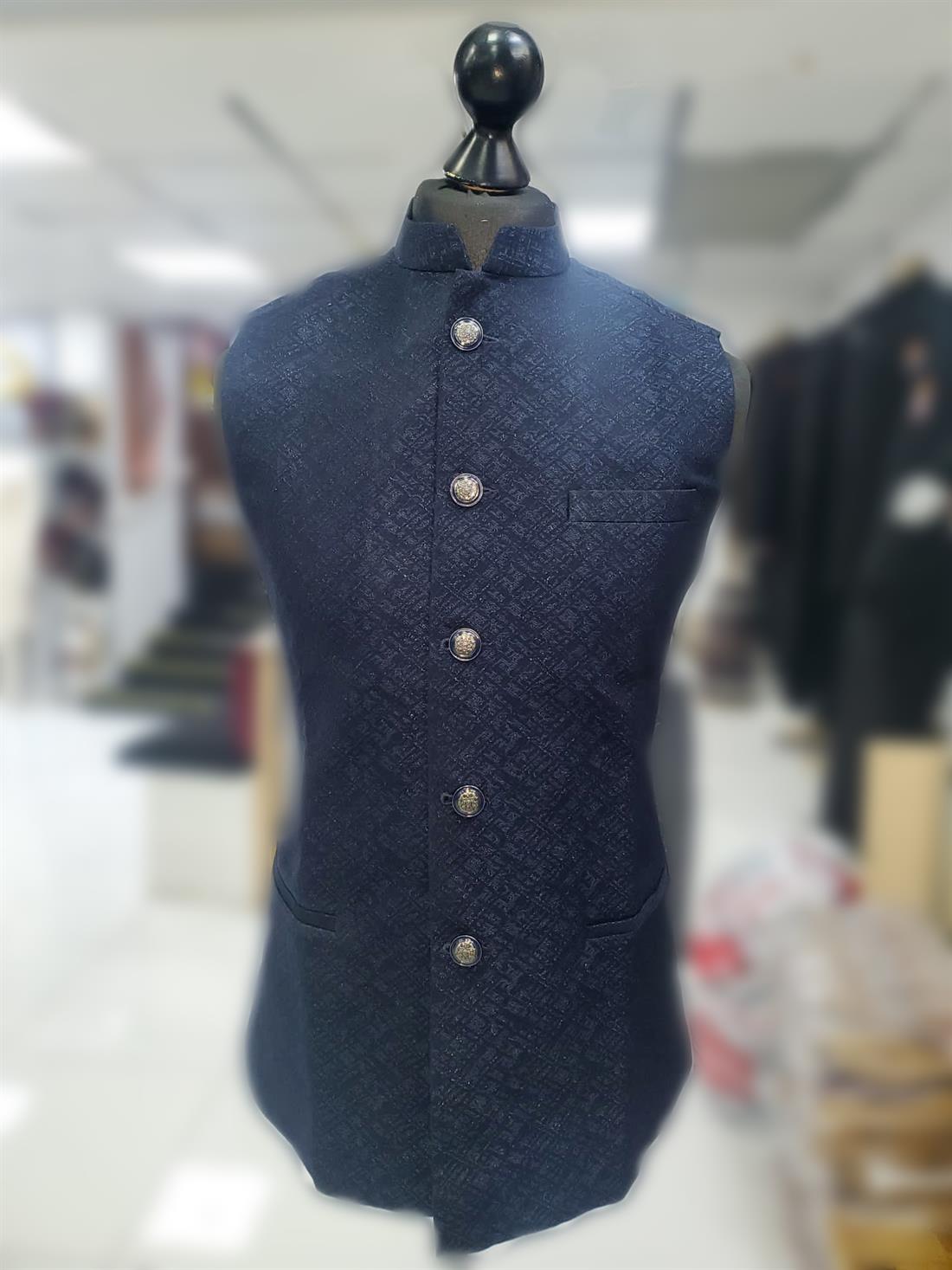 Navy Printed Mens Salwar Kameez