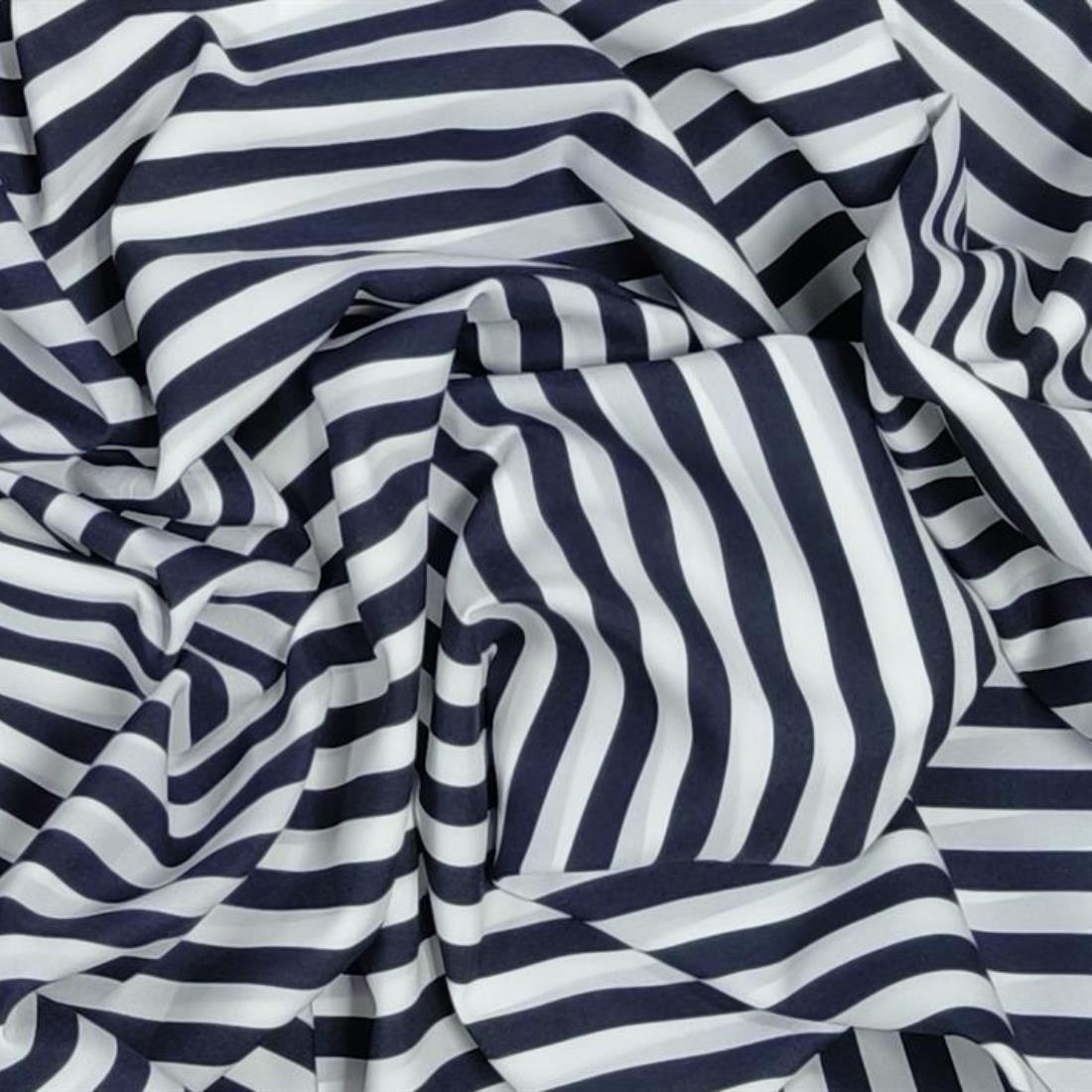 Dark Navy and White Stripes Polyester 5m Bundle