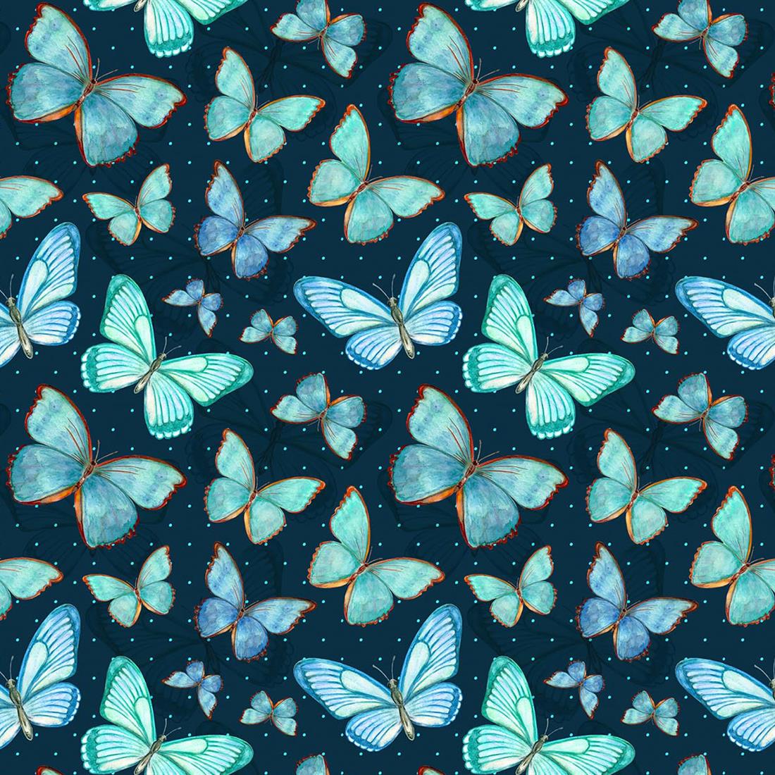 Navy Printed Cotton Fabrics