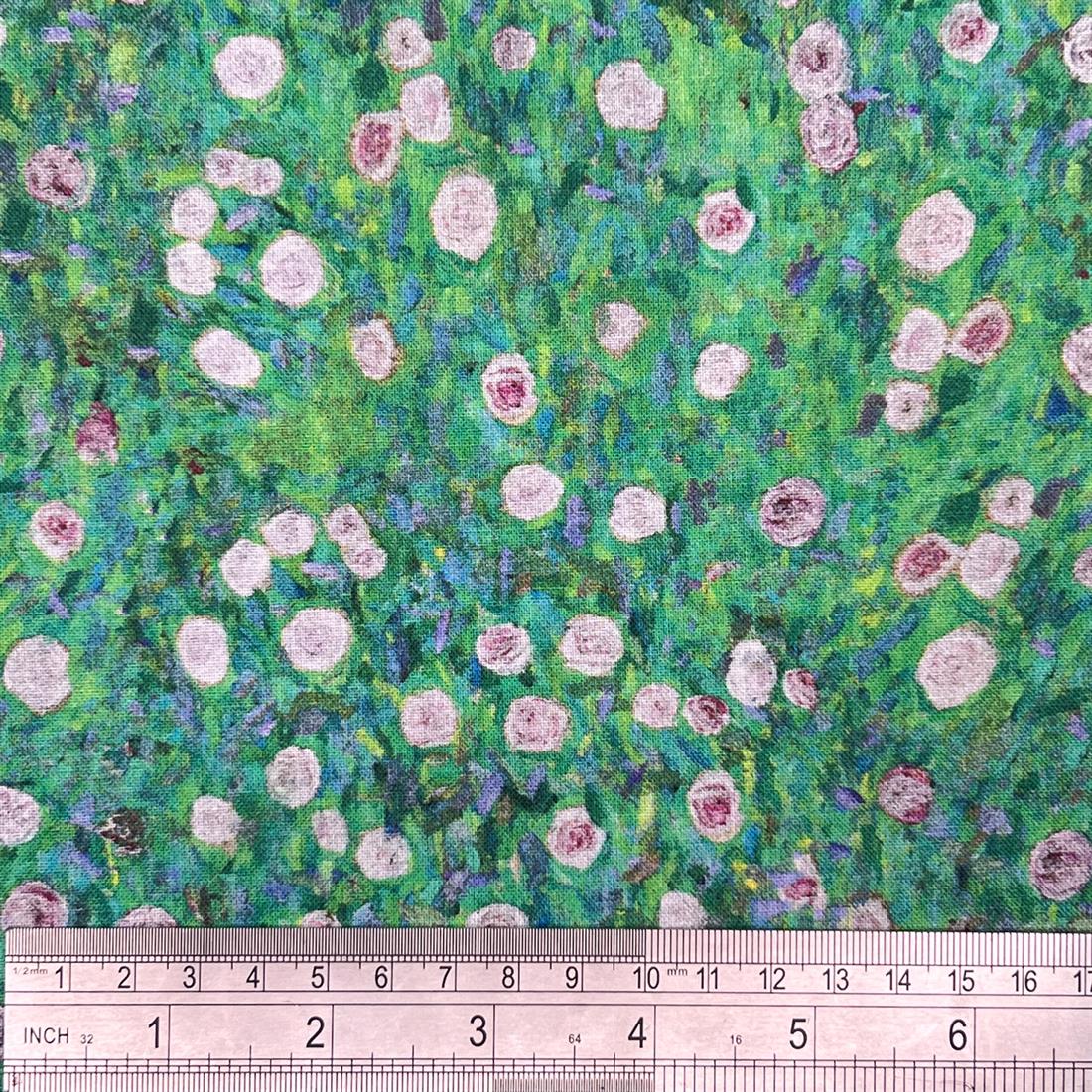Multicolour Cotton Klimt's White Roses