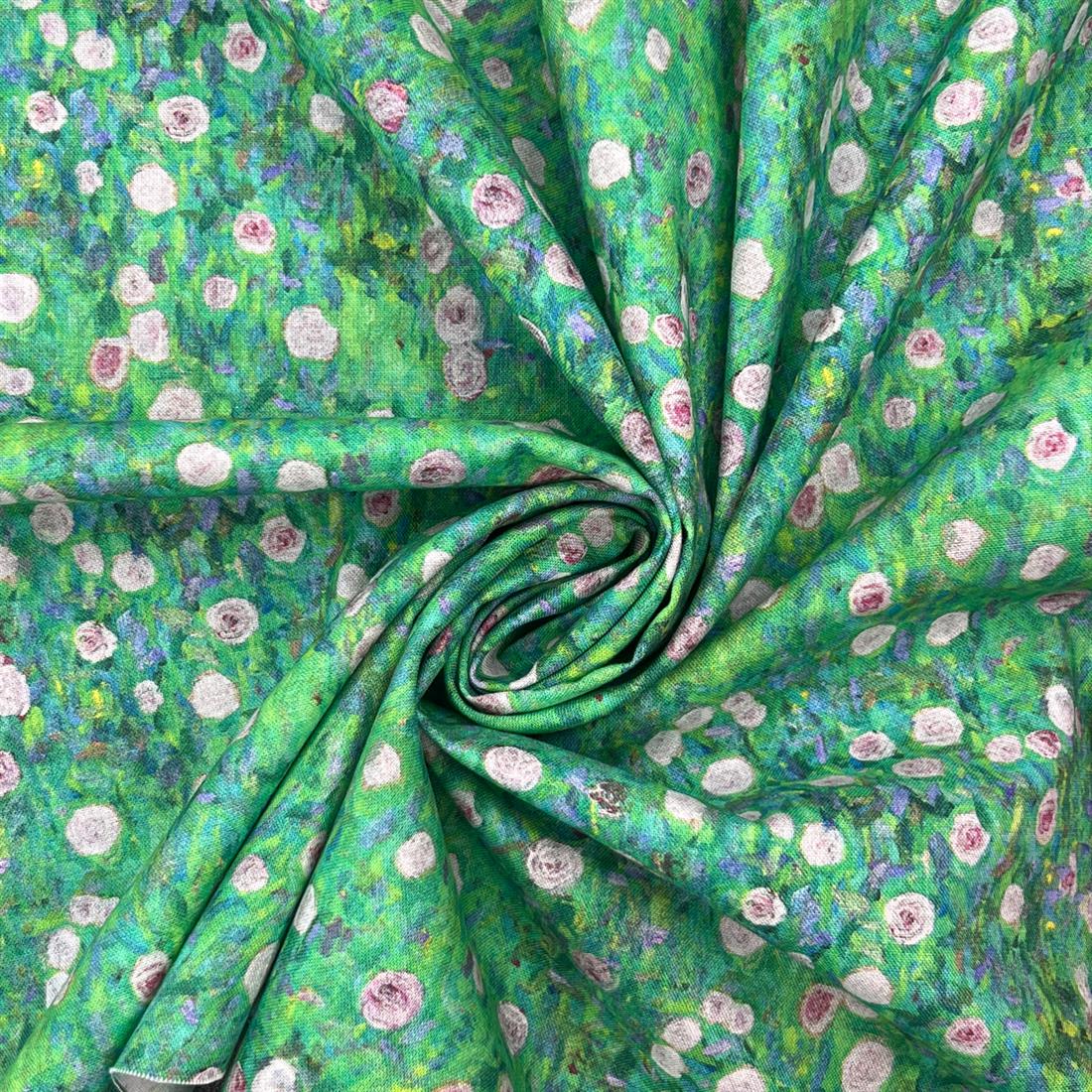 Multicolour Cotton Klimt's White Roses