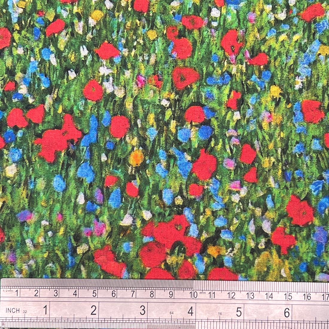 Multicolour Cotton Klimt's Field of Poppies