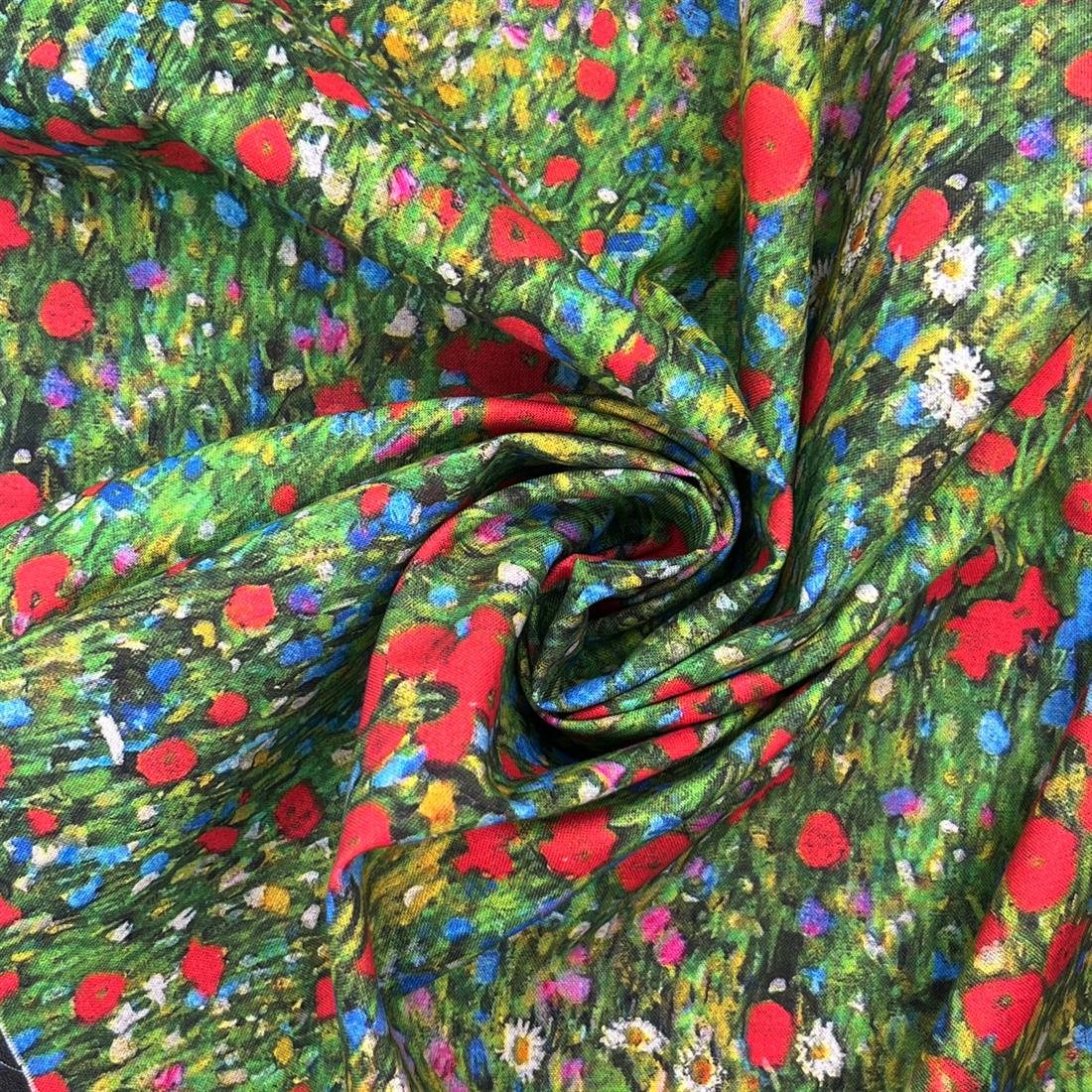 Multicolour Cotton Klimt's Field of Poppies