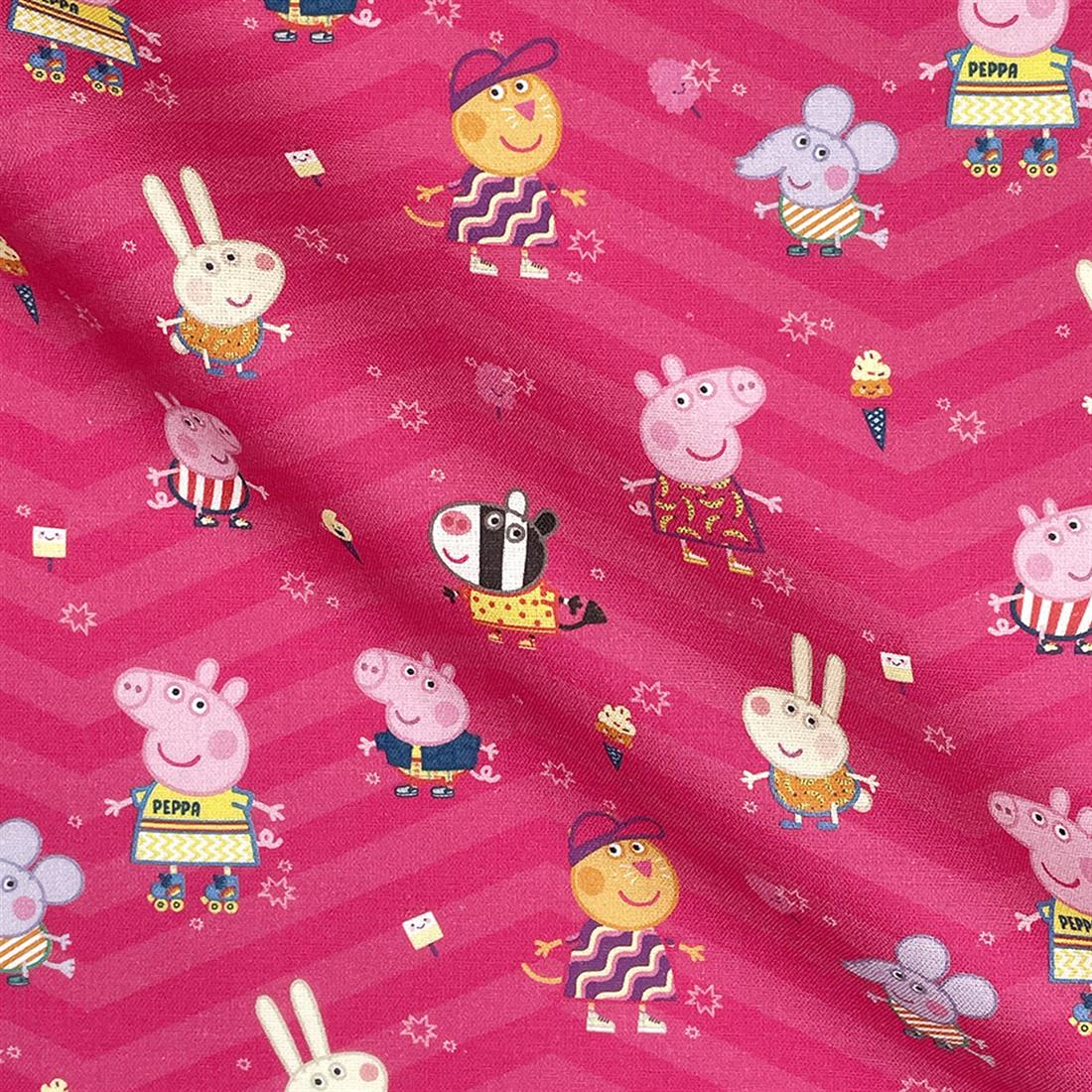 Cerise Printed Cotton Peppa Pig