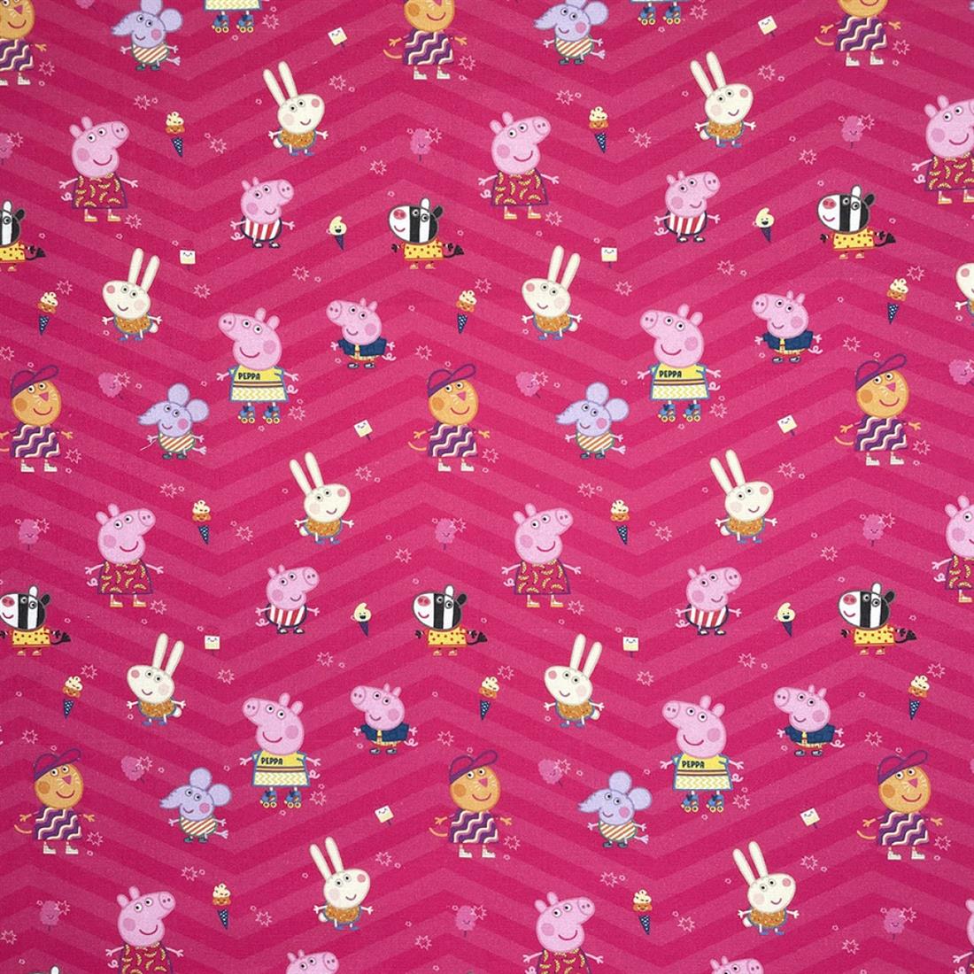 Cerise Printed Cotton Peppa Pig