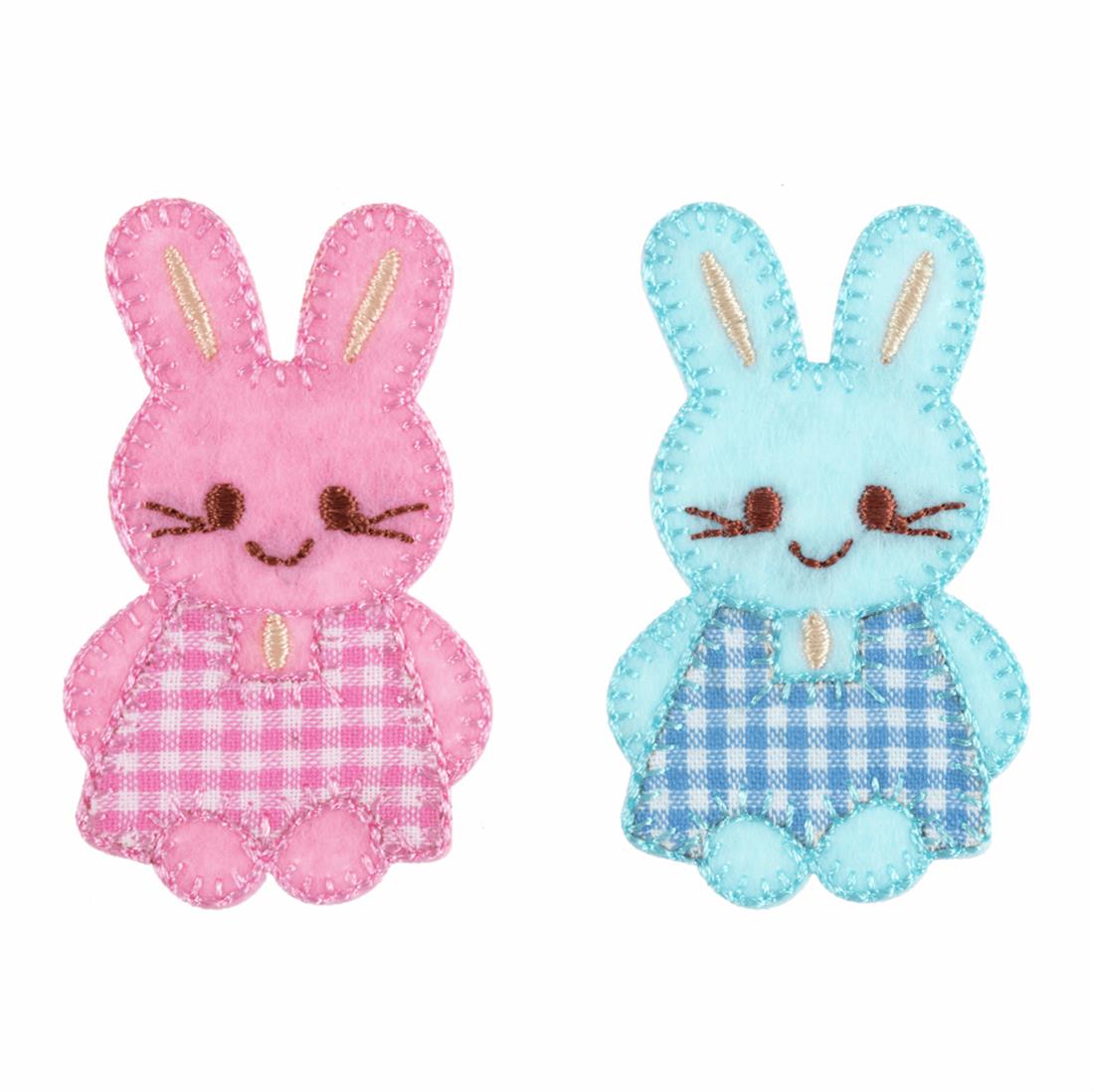 Pink & Blue Checked Bunnies