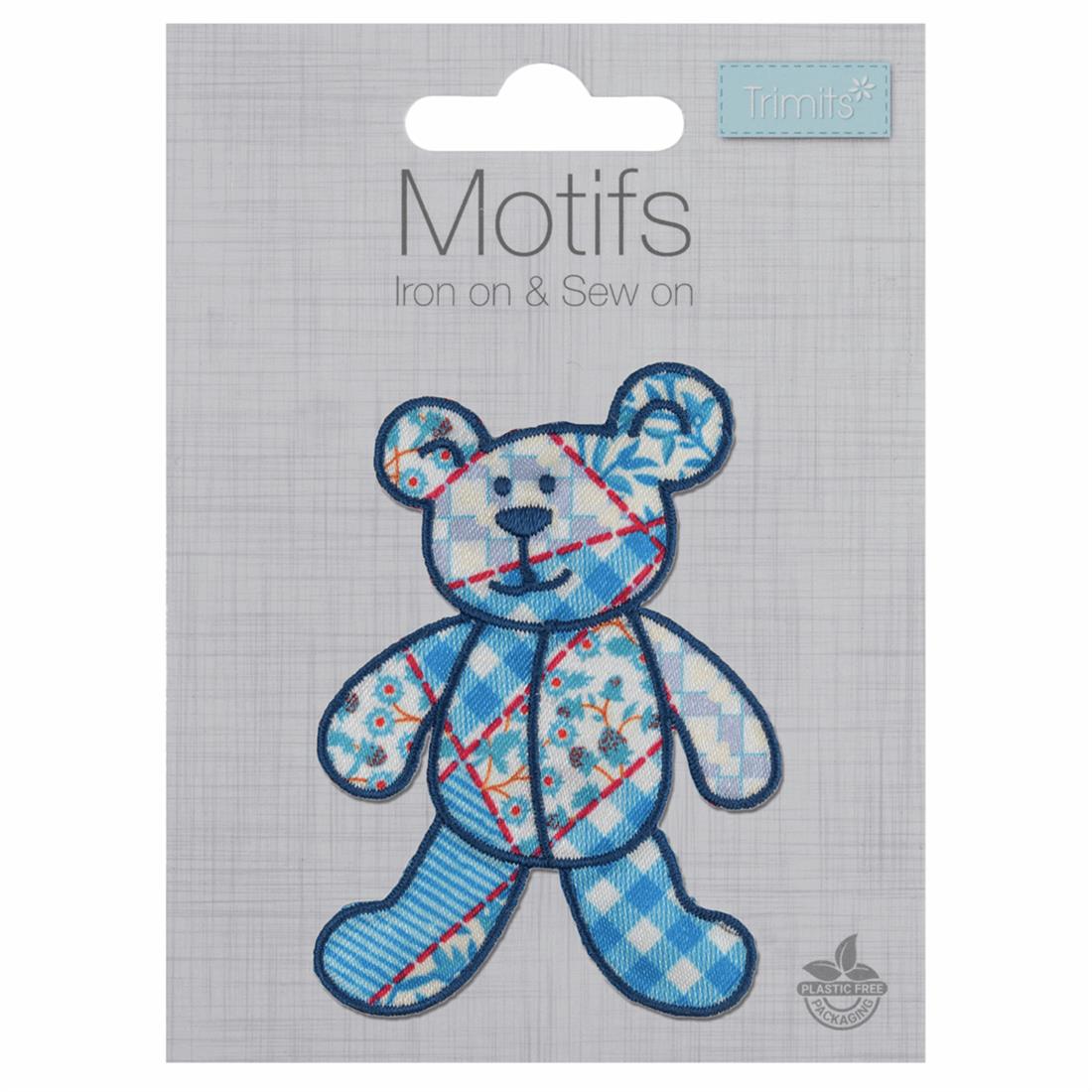 Blue Patchwork Bear