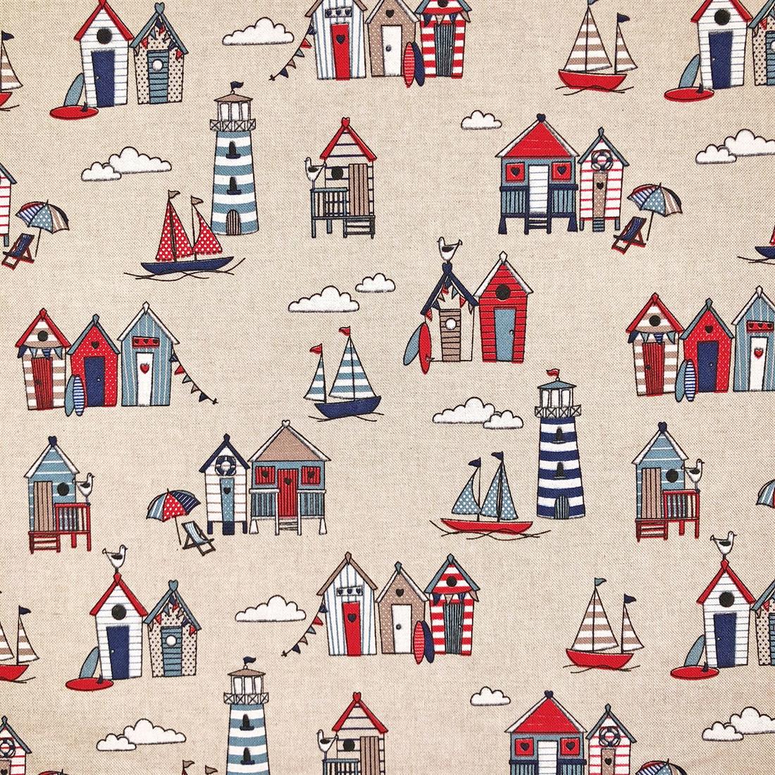 Natural Linen Printed Canvas Fabric