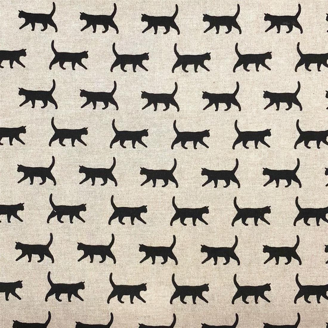 Black Linen Printed Canvas Fabric