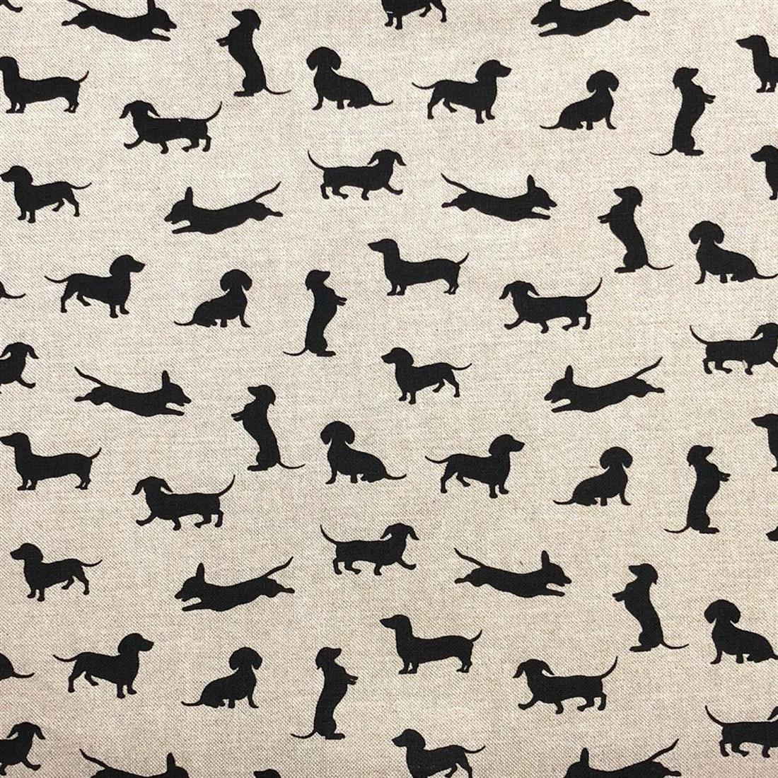 Black Linen Printed Canvas Fabric
