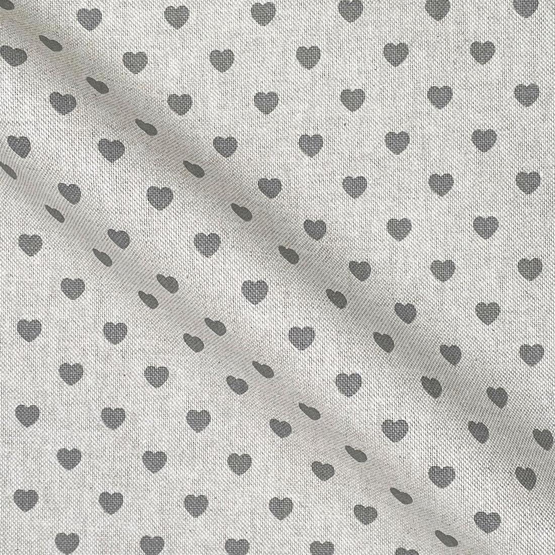 Grey Linen Printed Canvas Fabric