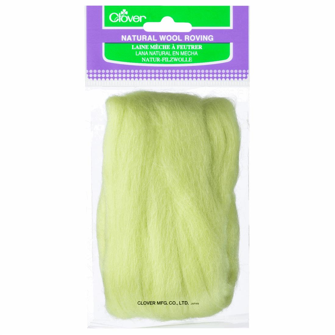 Lime Green 20g Clover Natural Wool Roving (Lime Green)