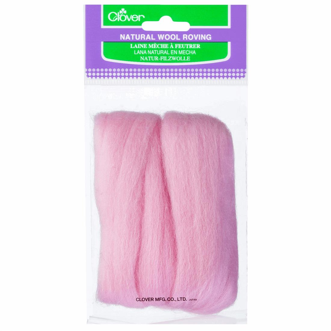 Pink 20g Clover Natural Wool Roving (Pink)