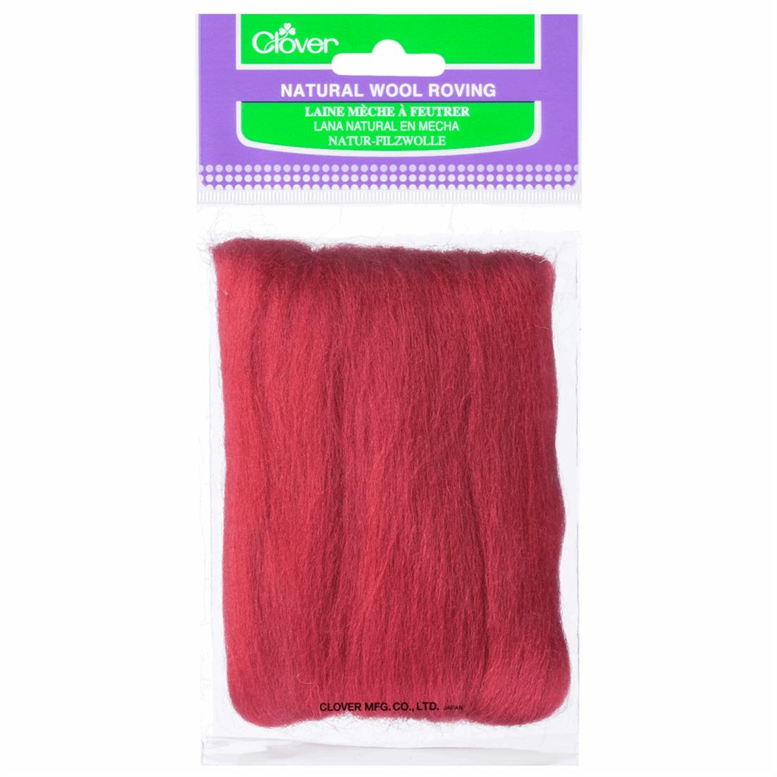 Red 20g Clover Natural Wool Roving (Red)