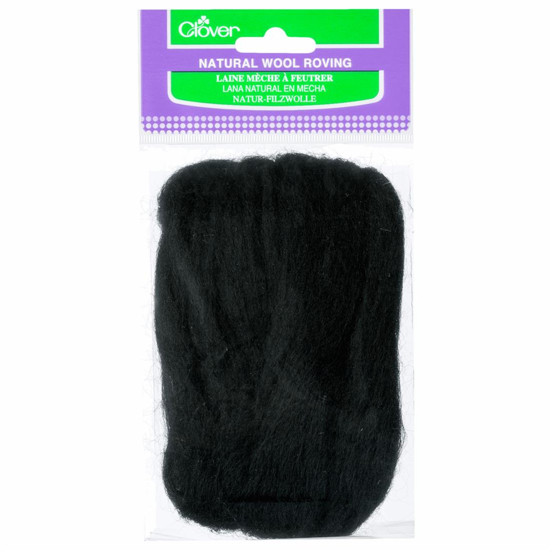 Black 20g Clover Natural Wool Roving (Black)