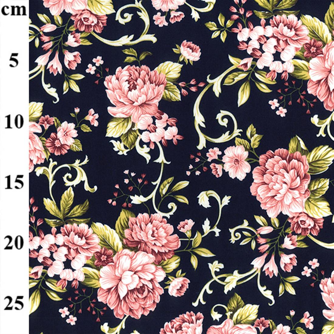 Navy Printed Cotton Fabrics