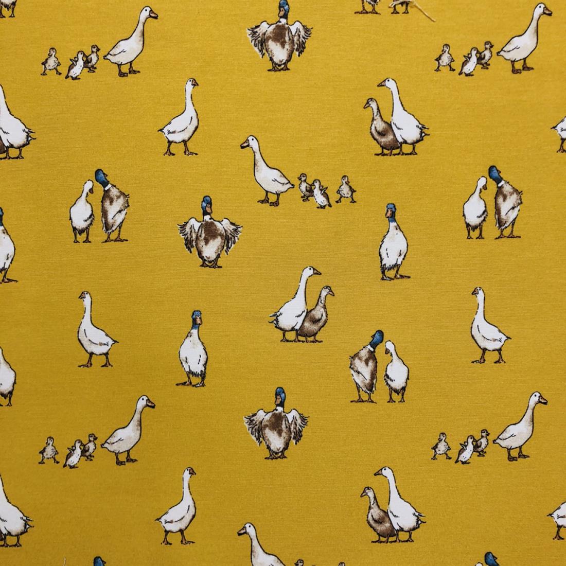 Ochre Digital Print Cotton Shabby Ducks