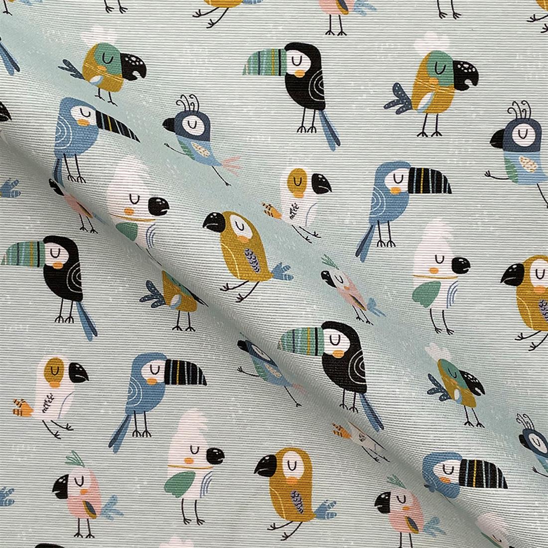 Multicolour Digital Print Cotton Parrots